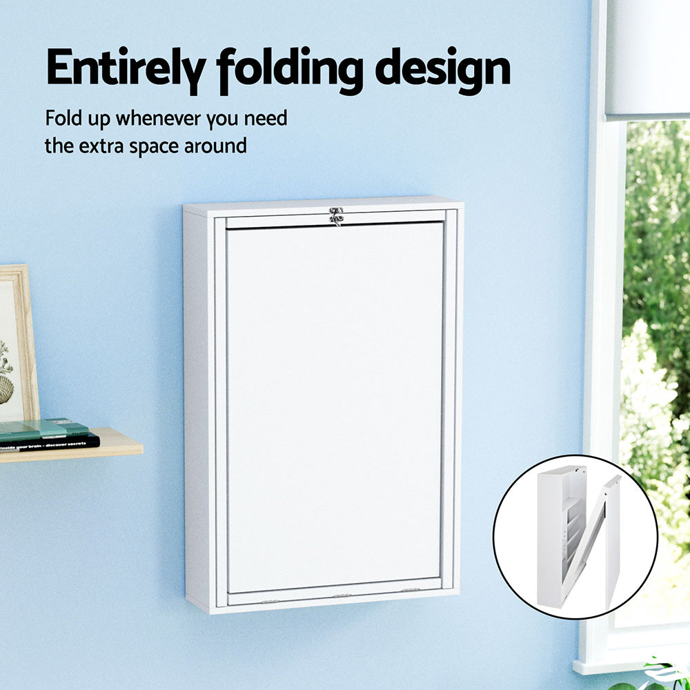 Artiss Computer Desk Office Chair Set PU Leather Wall Mount Foldable Table White 5