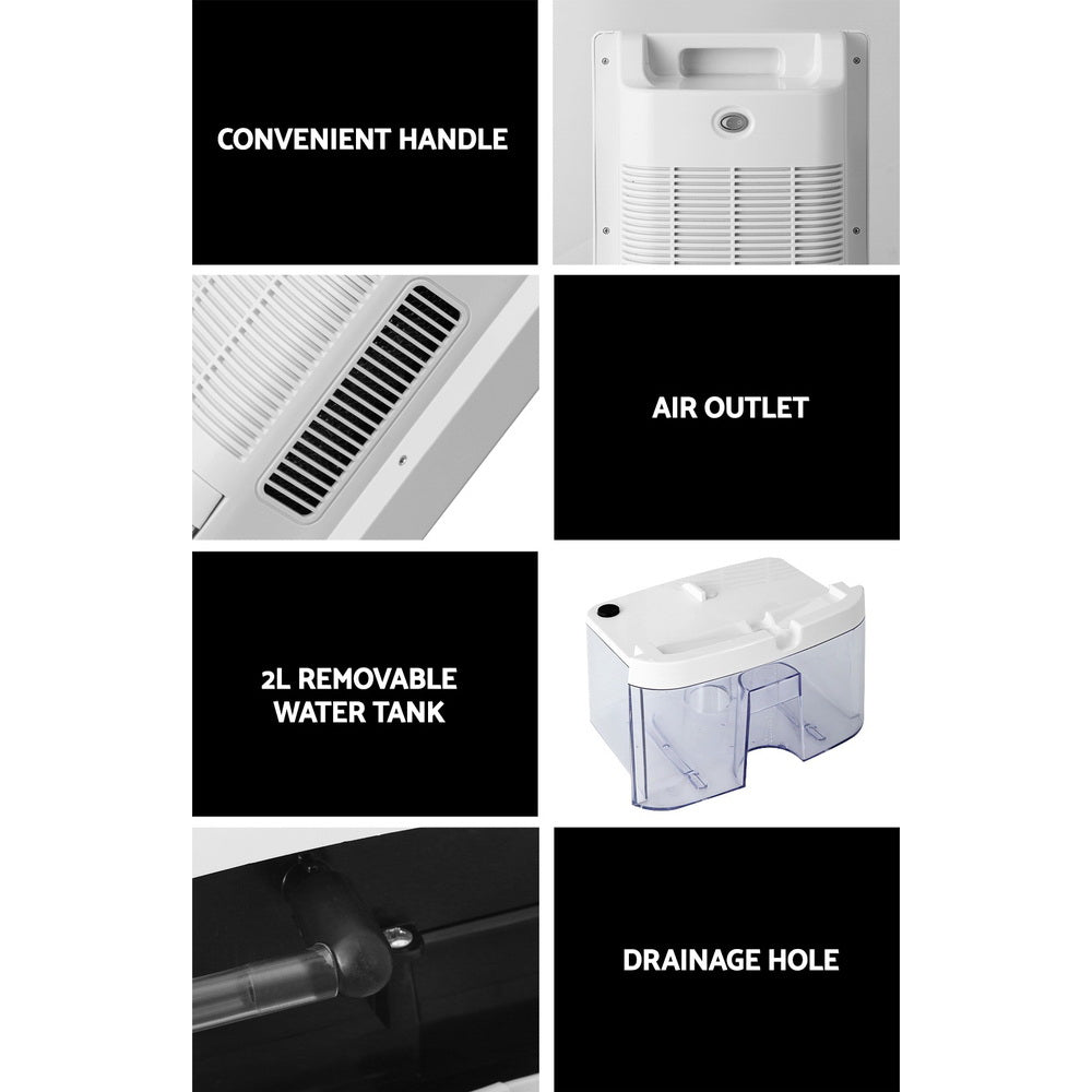 Devanti Dehumidifier 2L Air Purifier White 6