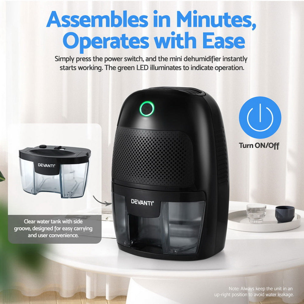 Devanti Dehumidifier 600ML Air Purifier Black 5