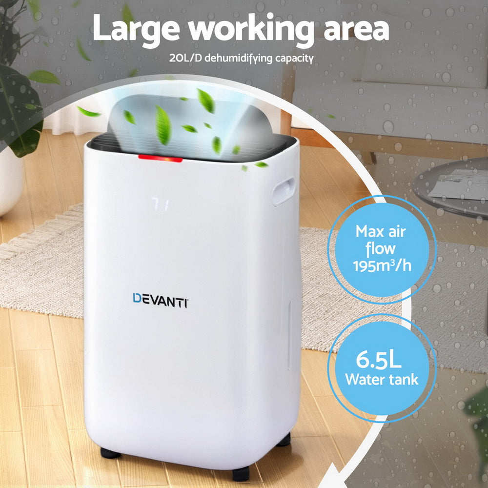 Devanti Dehumidifier 20L Air Purifier White 4