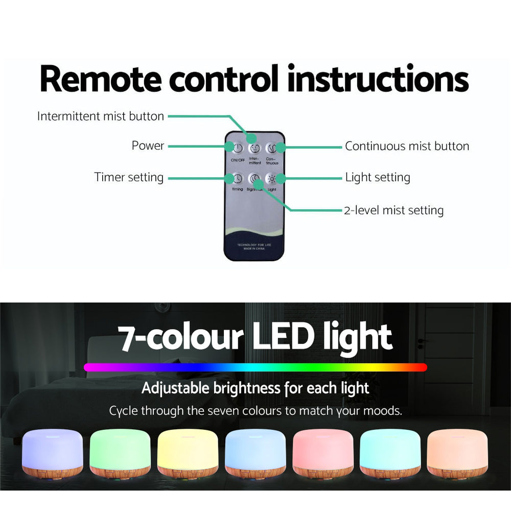 Devanti Aroma Diffuser Aromatherapy Humidifier 500ml 6