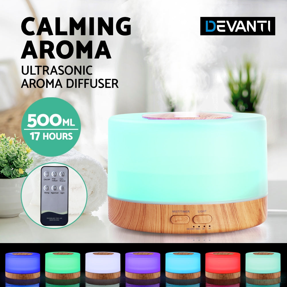 Devanti Aroma Diffuser Aromatherapy Light Wood 500ml 4