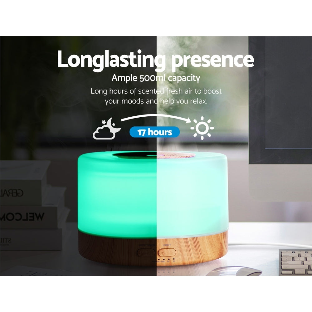 Devanti Aroma Diffuser Aromatherapy Light Wood 500ml 5