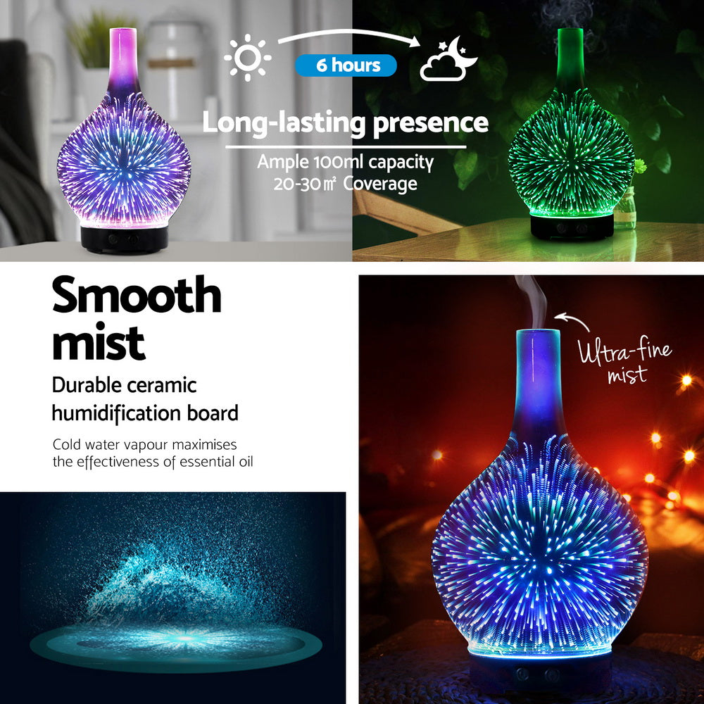 Devanti Ultrasonic Aroma Aromatherapy Diffuser 3D Light Oil Firework Humidifier 4