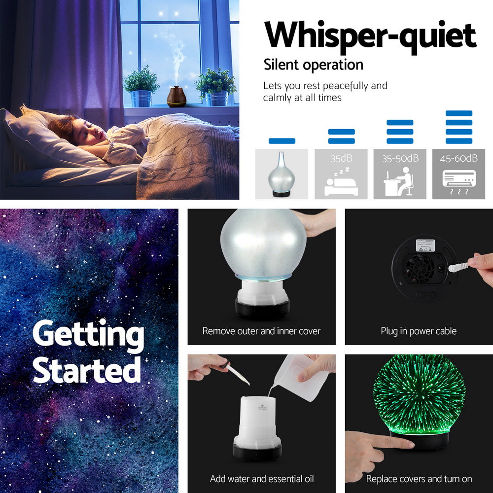 Devanti Ultrasonic Aroma Aromatherapy Diffuser 3D Light Oil Firework Humidifier 5