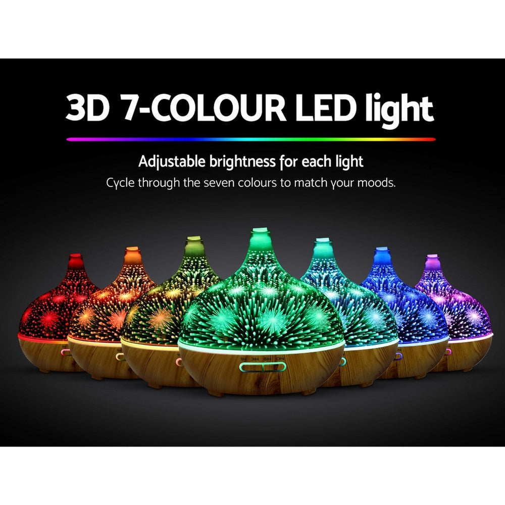 Devanti Aroma Diffuser Aromatherapy 3D Glass 400ml 3