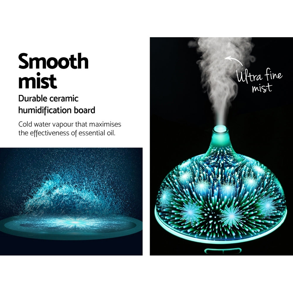 Devanti Aroma Diffuser Aromatherapy 3D Glass 400ml 6