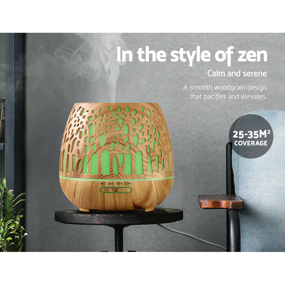 Devanti Aroma Diffuser Aromatherapy Wood Grain 400ml 3