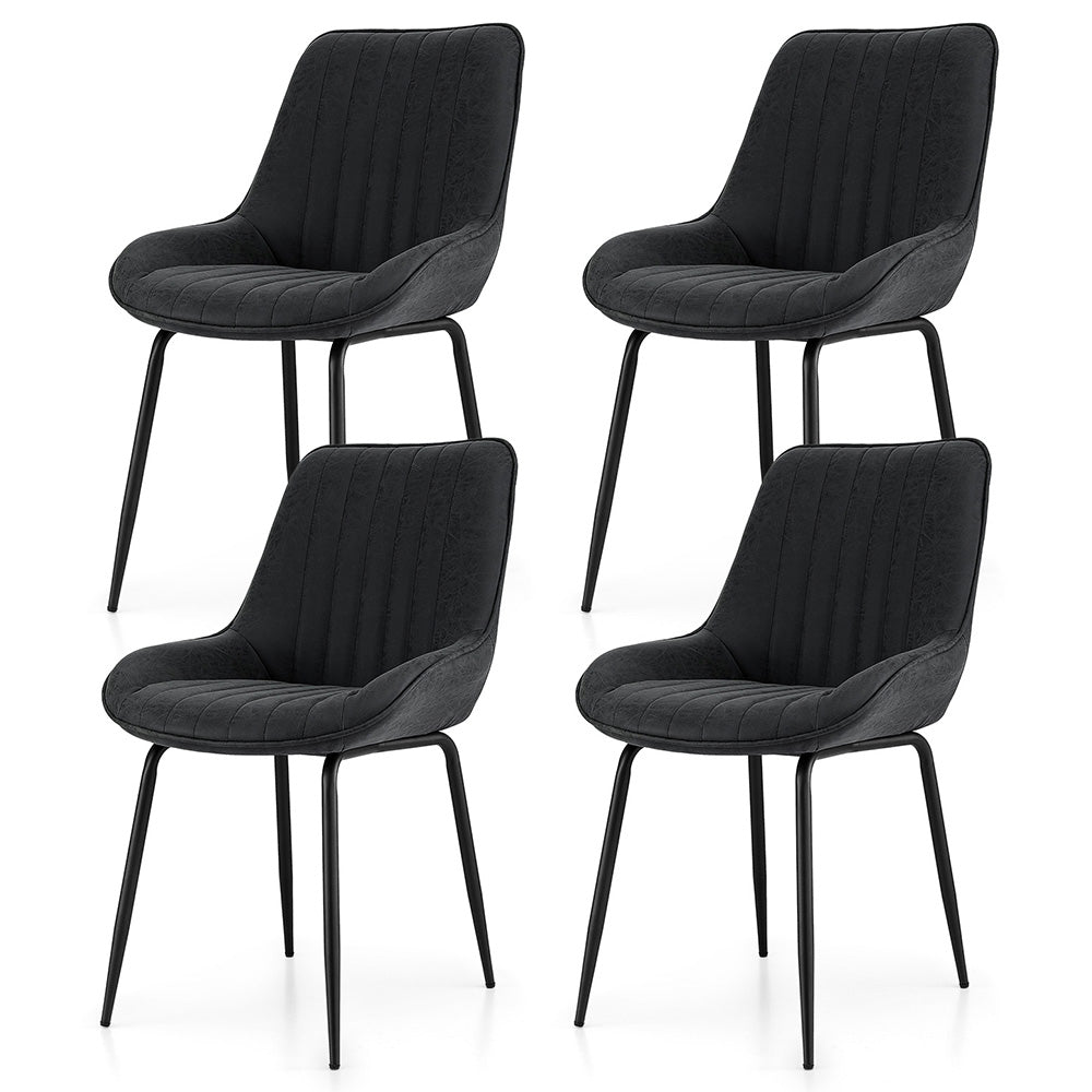 Artiss 4x Dining Chairs Retro PU Leather Kitchen Lounge Cafe Accent Chair Black 3