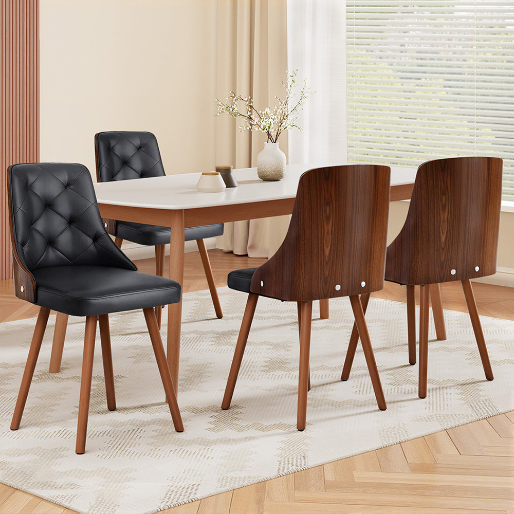 1 Set of 4 Artiss Dining Chairs Black PU 7