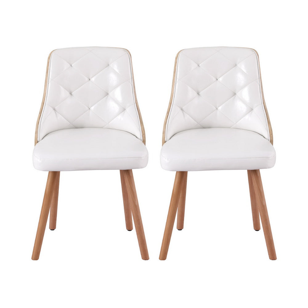 1 Set of 4 Artiss Dining Chairs White PU 3