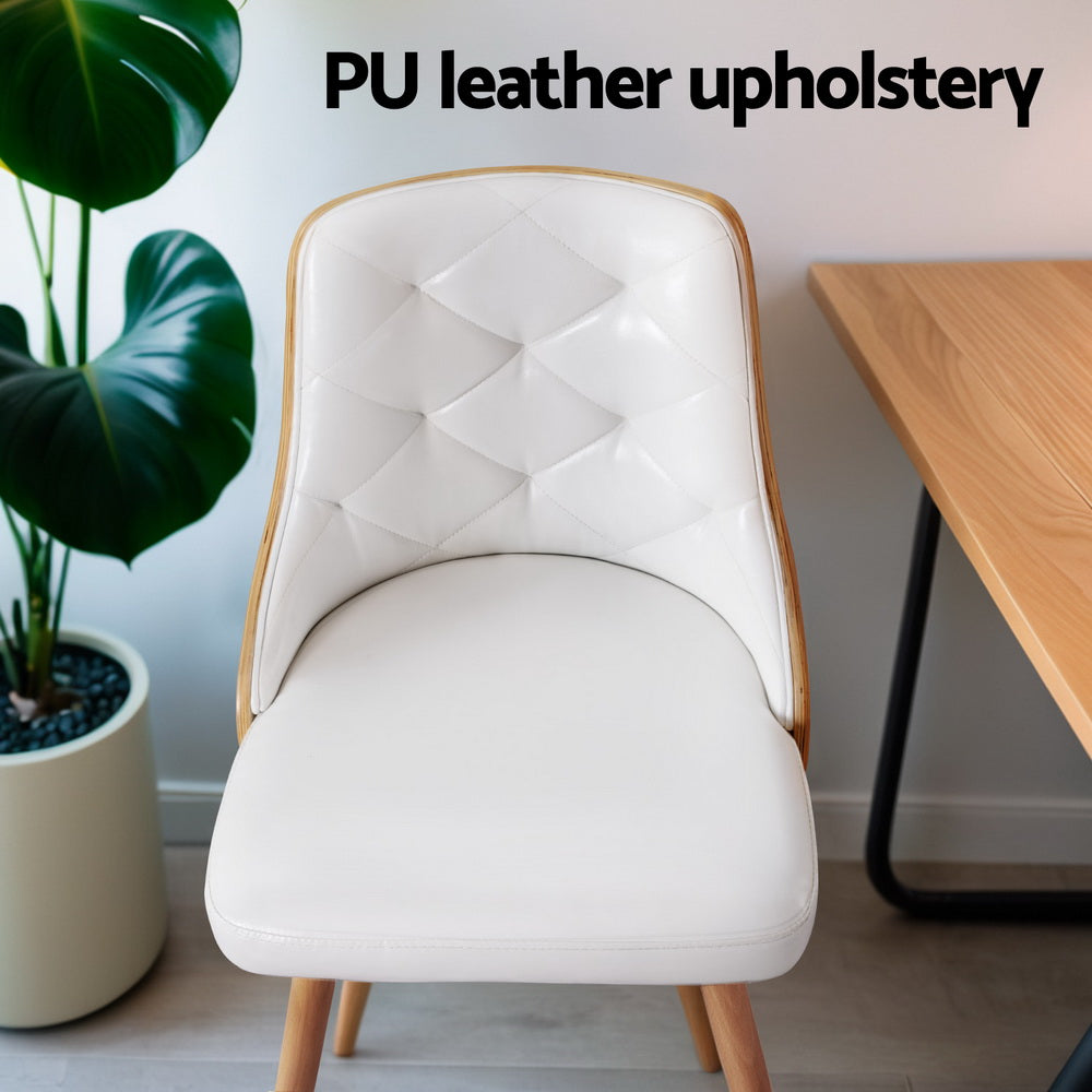 1 Set of 4 Artiss Dining Chairs White PU 5