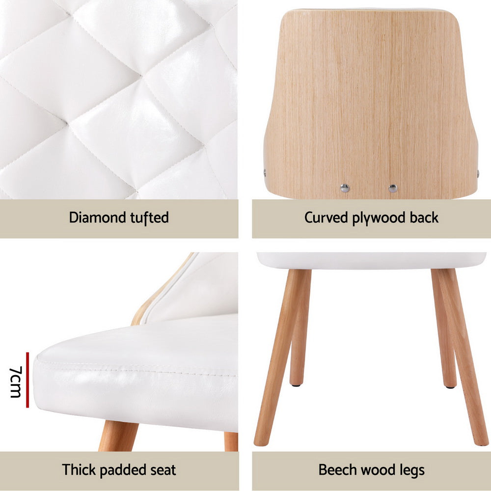 1 Set of 4 Artiss Dining Chairs White PU 6