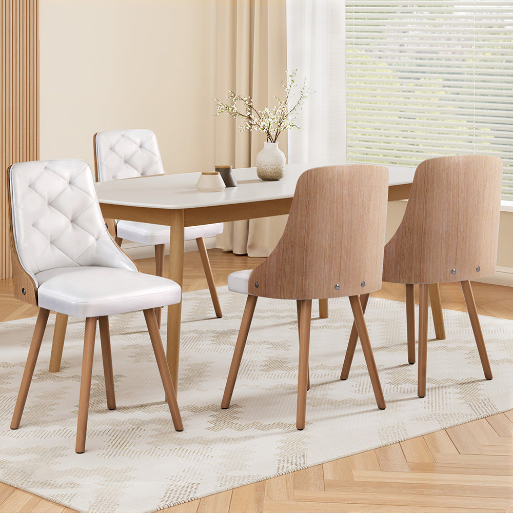 1 Set of 4 Artiss Dining Chairs White PU 7