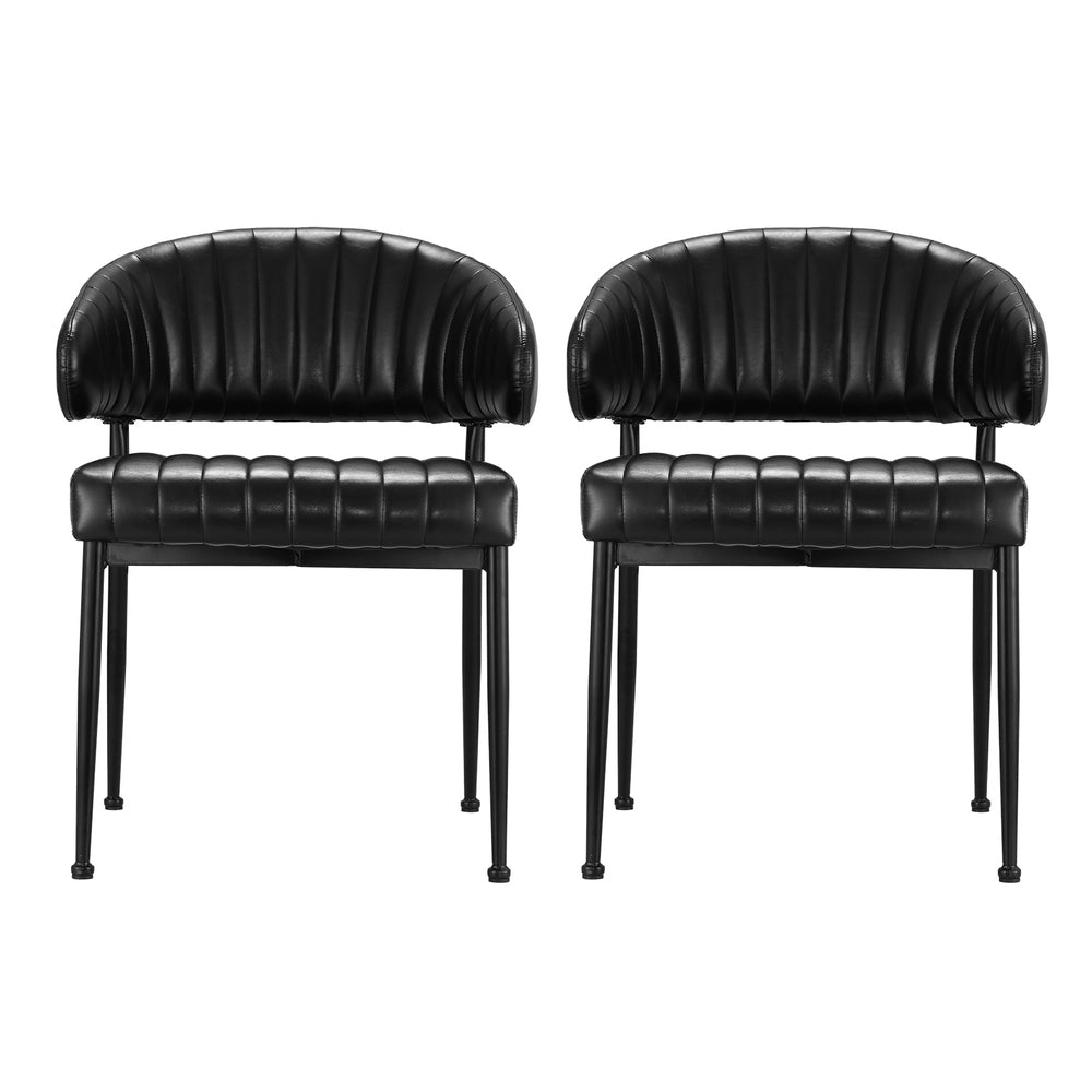 Artiss Dining Chairs Set of 2 Leather Hollow Armchair Black 3