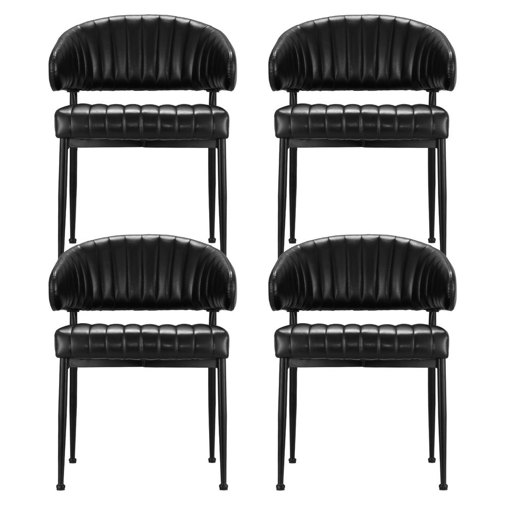 Artiss Dining Chairs Set of 4 Leather Hollow Armchair Black 3