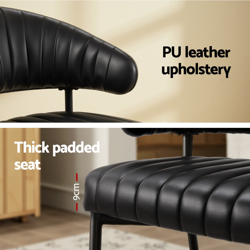 Artiss Dining Chairs Set of 4 Leather Hollow Armchair Black 5