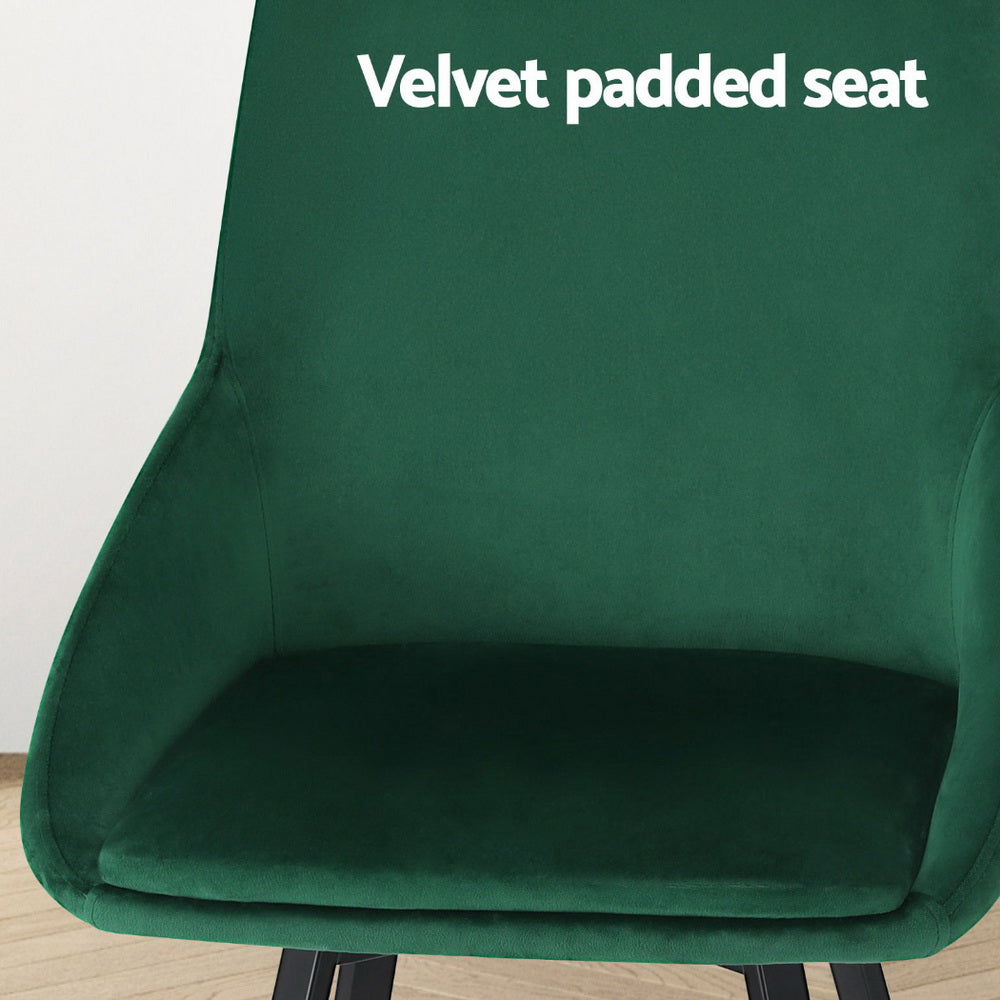 Artiss Dining Chairs Set of 4 Velvet Swivel Base Green 5