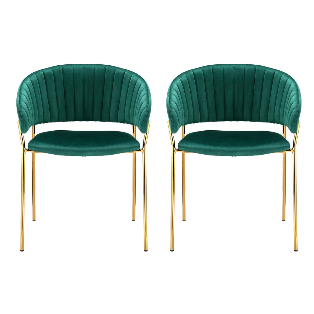 Artiss Dining Chairs Set of 2 Velvet Hollow Armchair Green 3