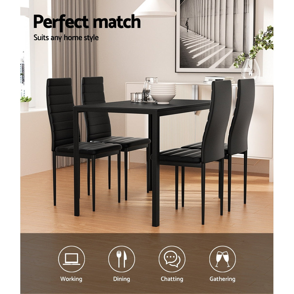 Artiss Dining Chairs and Table Dining Set 4 Chair Set Of 5 Black 6