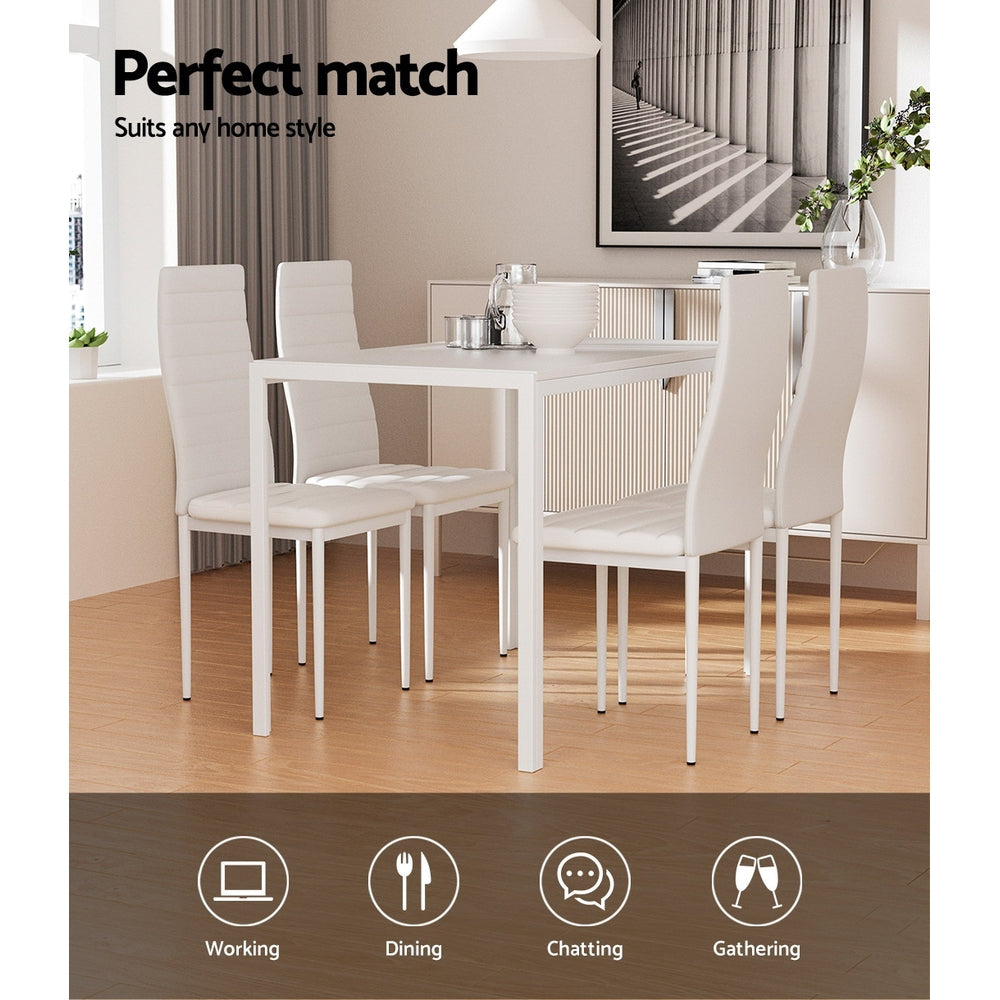 Artiss Dining Chairs and Table Dining Set 4 Chair Set Of 5 White 6