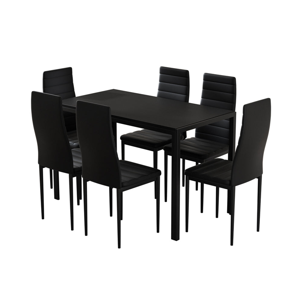 Artiss Dining Chairs and Table Dining Set 6 Chair Set Of 7 Black 7