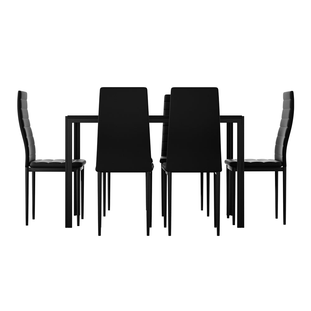 Artiss Dining Chairs and Table Dining Set 6 Chair Set Of 7 Black 3