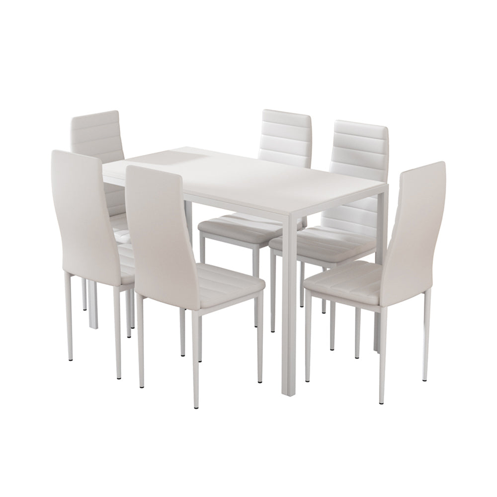 Artiss Dining Chairs and Table Dining Set 6 Chair Set Of 7 White 7
