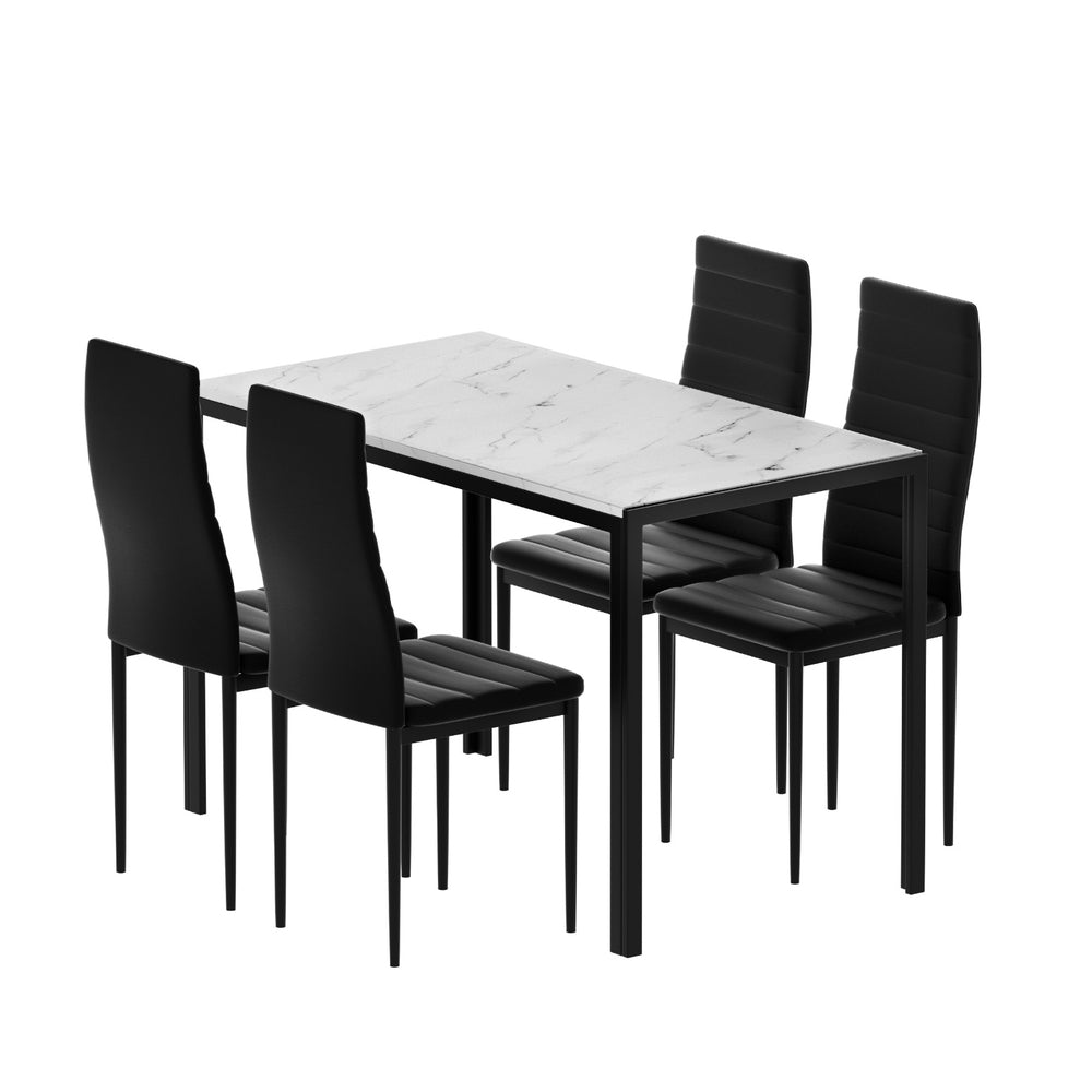1 Artiss Dining Table and 4 Chairs Set Marble Effect 7
