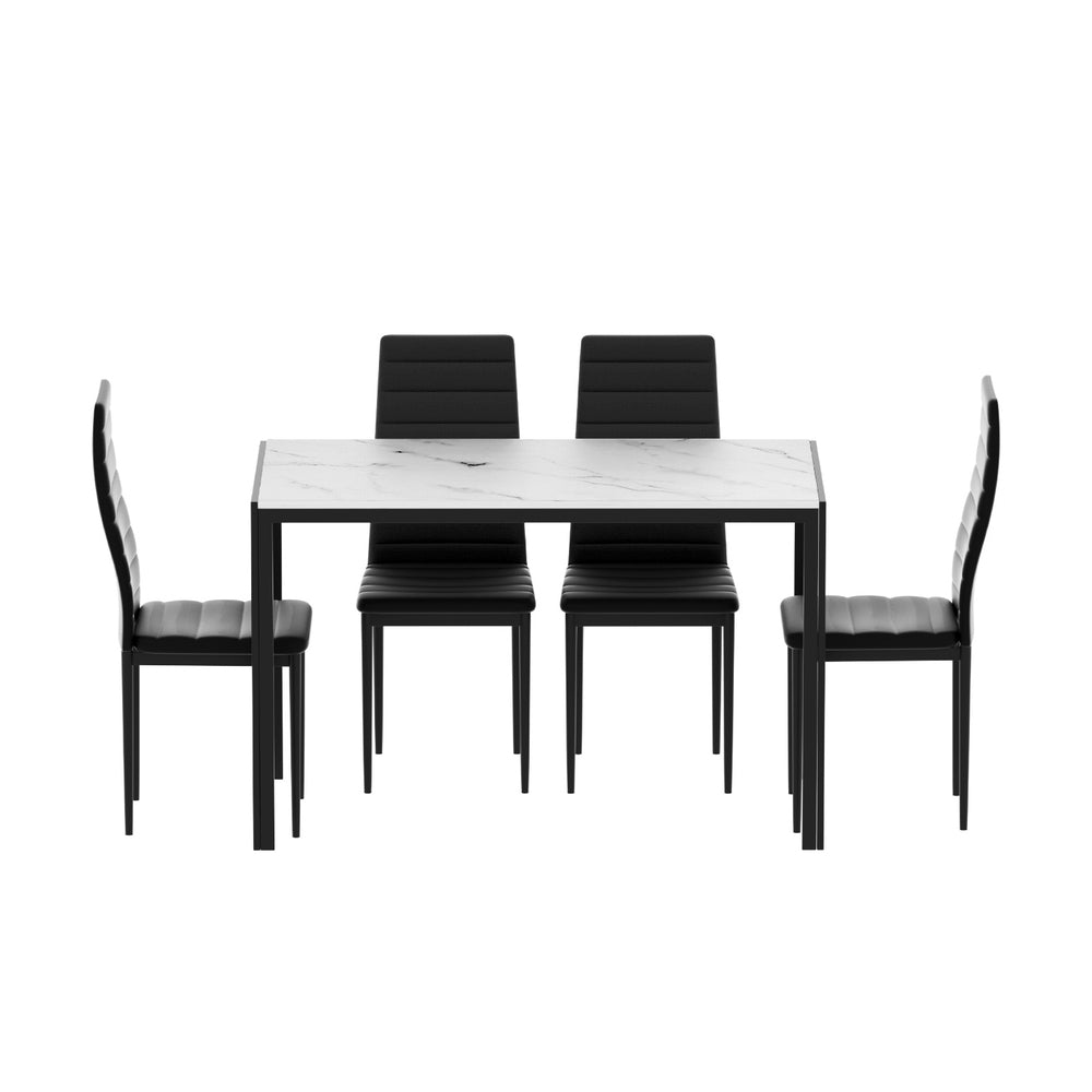 1 Artiss Dining Table and 4 Chairs Set Marble Effect 3
