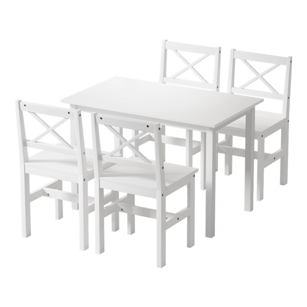 Artiss Dining Chairs and Table Dining Set 4 Cafe Chairs Set Of 5 4 Seater White 7