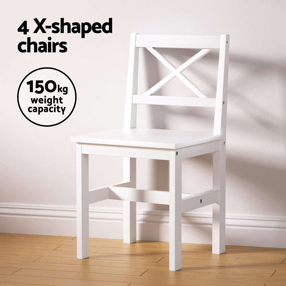 Artiss Dining Chairs and Table Dining Set 4 Cafe Chairs Set Of 5 4 Seater White 5