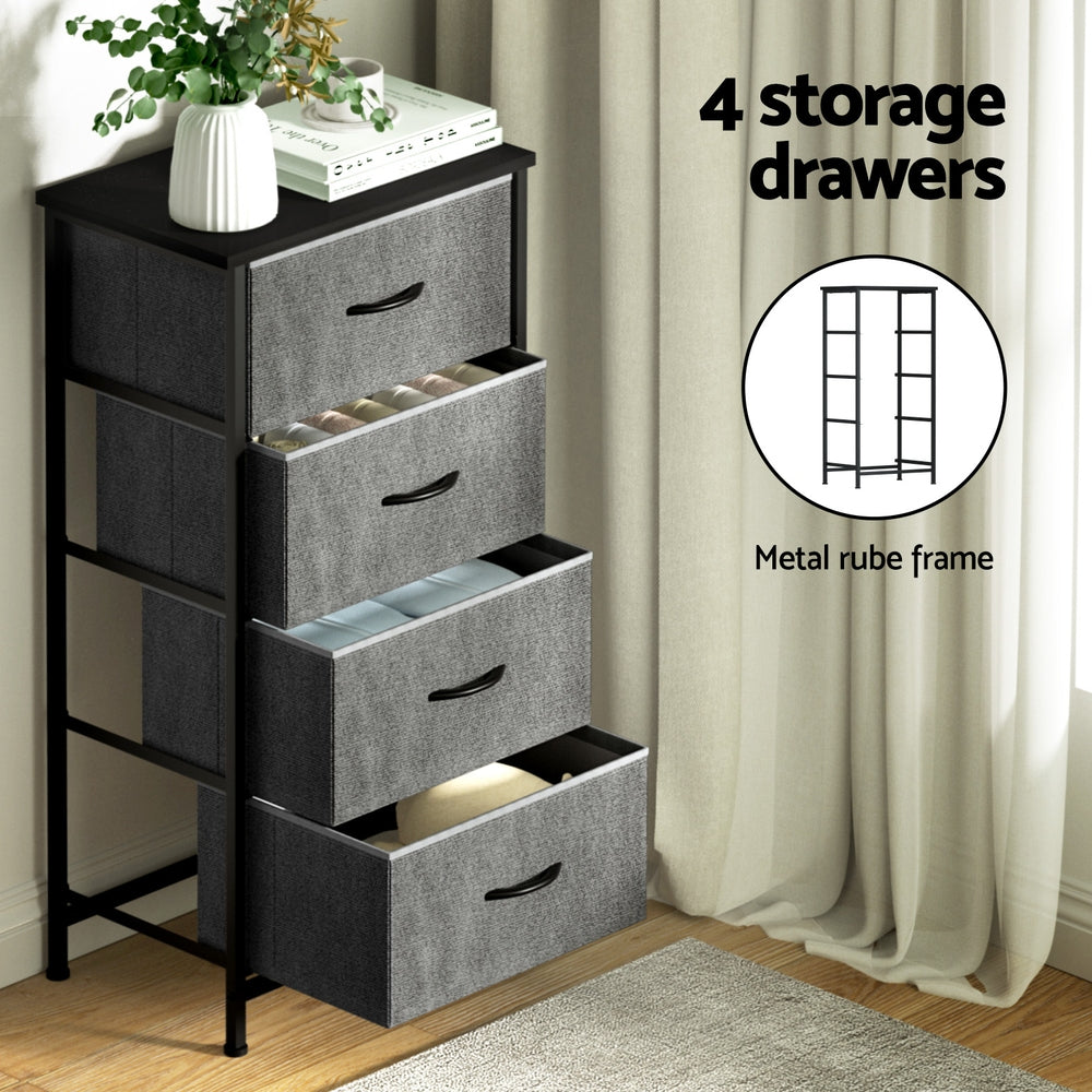 Artiss Chest of 4 Drawers Storage Dresser Tallboy Grey 6
