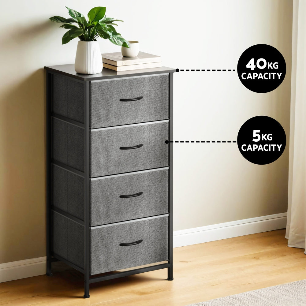 Artiss Chest of 4 Drawers Storage Dresser Tallboy Grey 8