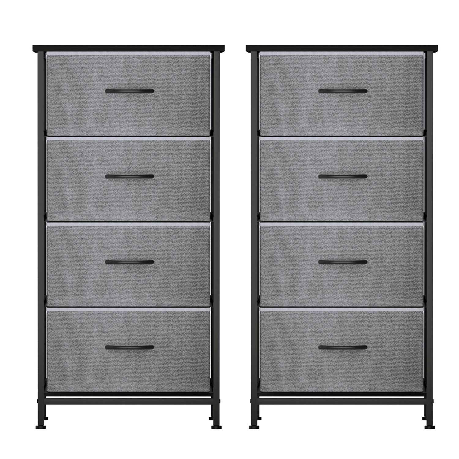 Artiss Set of 2 Chest of 4 Drawers Storage Dresser Tallboy Grey 3