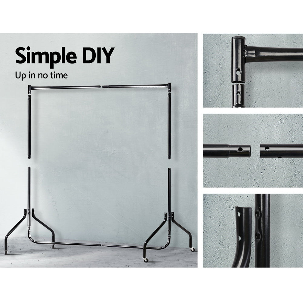 Artiss Clothes Rack Airer Coat Stand 6FT Rail Wheels 7