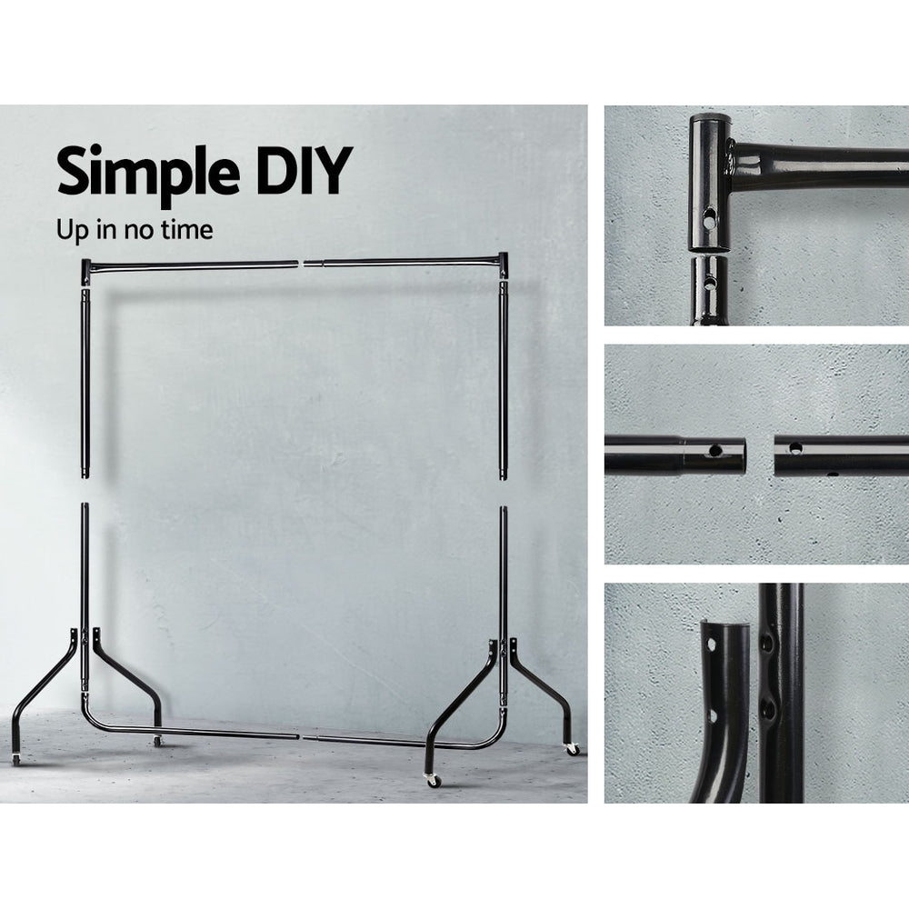 Artiss 2X Clothes Rack Airer Coat Stand 6FT Rail Wheels 6