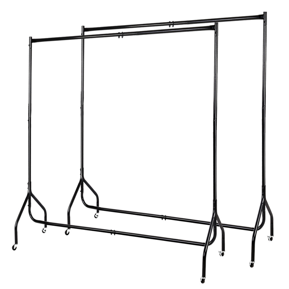 Artiss 2X Clothes Rack Airer Coat Stand 6FT Rail Wheels 7