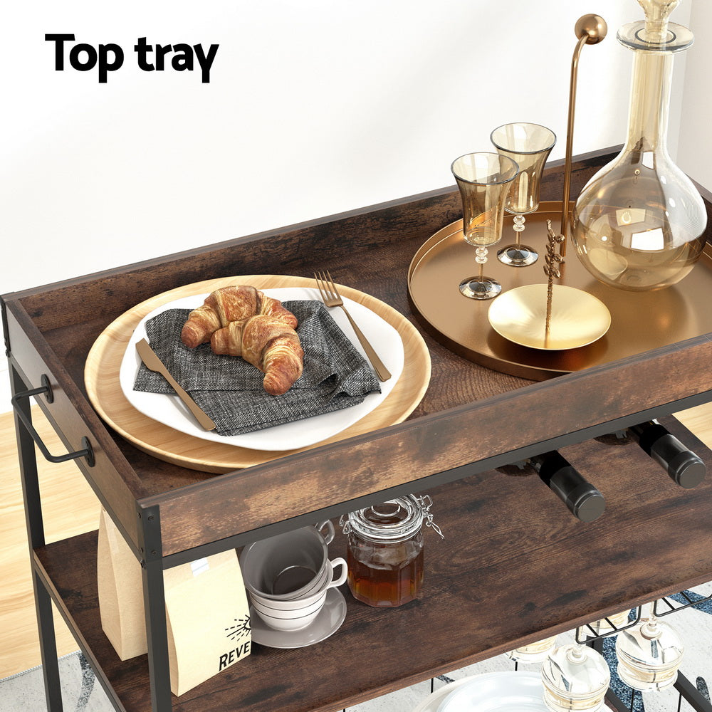 Artiss Kitchen Island Rolling Serving Cart 6