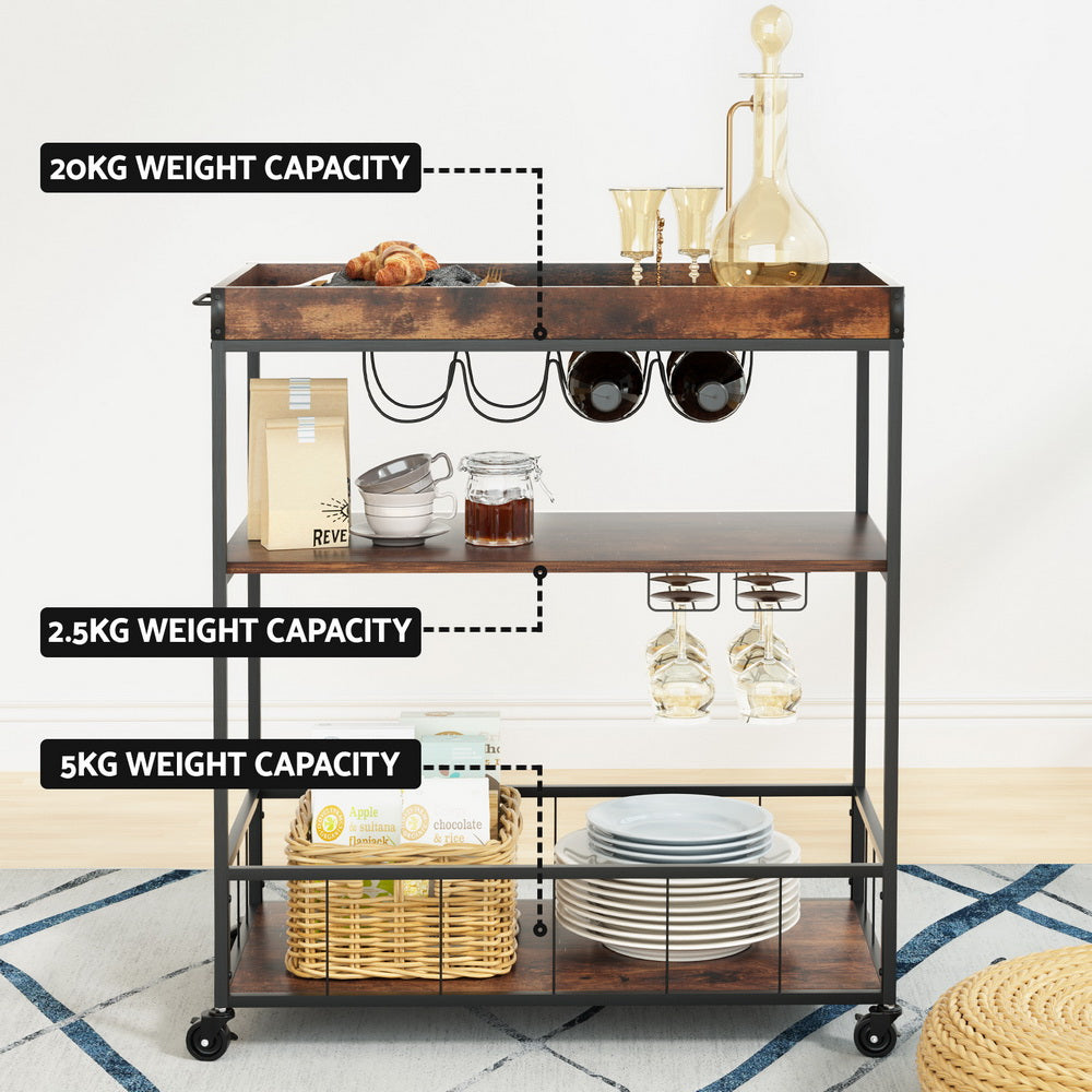 Artiss Kitchen Island Rolling Serving Cart 7