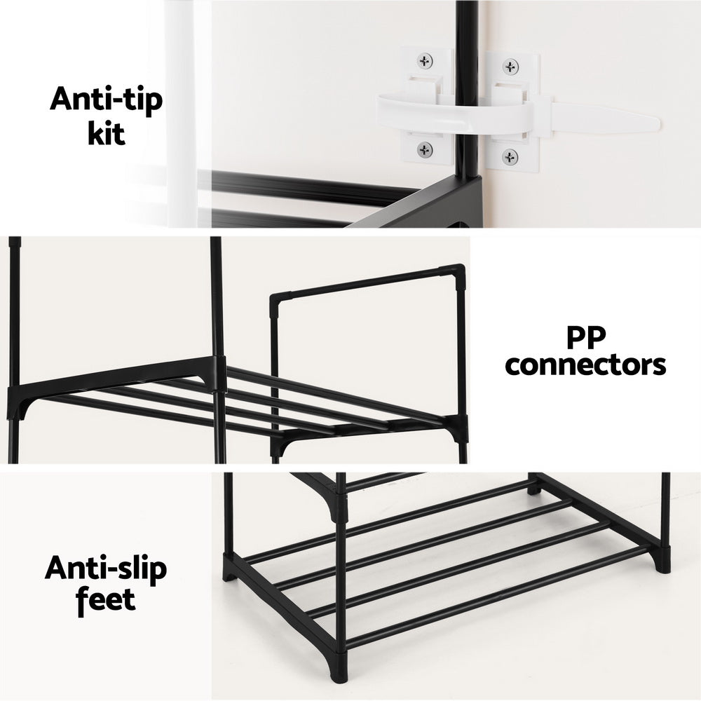 Artiss Shoe Rack DIY Stackable 10-tier Black Dunn 8