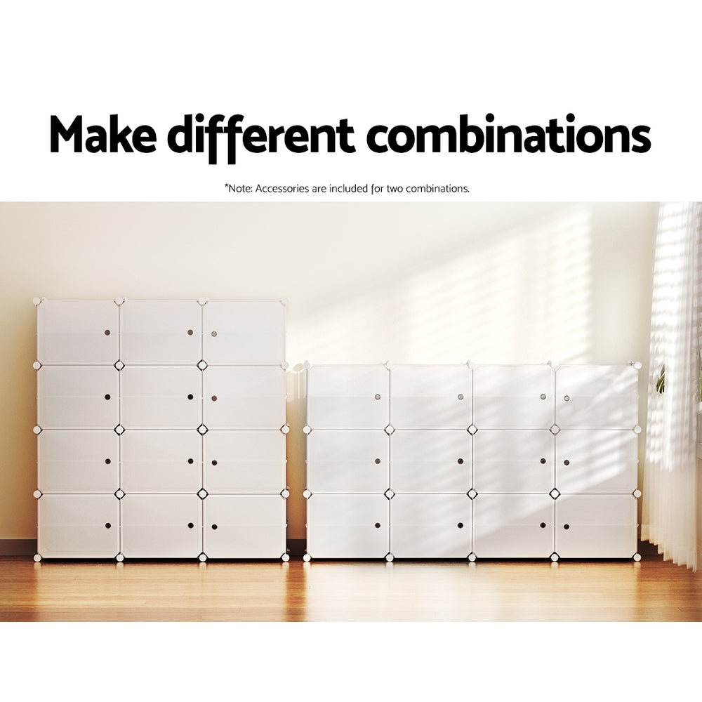 Artiss Shoe Rack DIY 12 Storage Cube Stackable White 8
