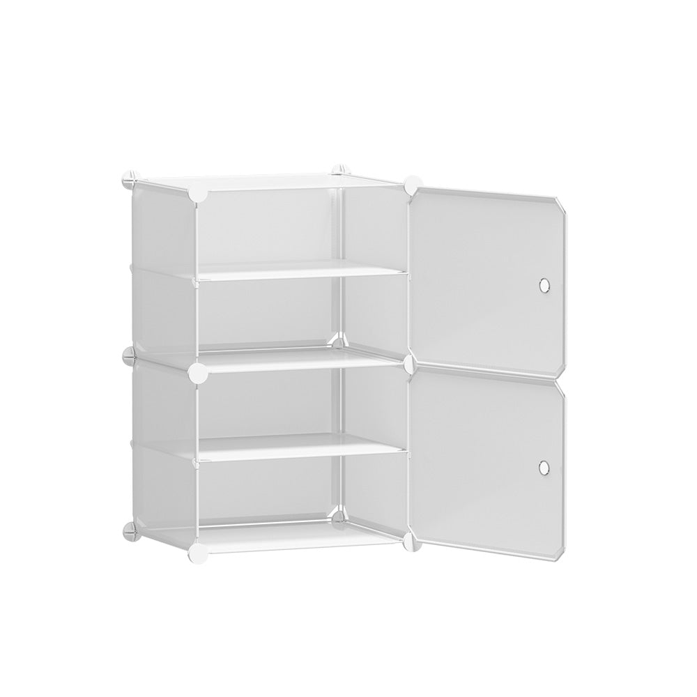 Artiss Shoe Rack DIY Set of 2 Storage Cube Stackable White 3