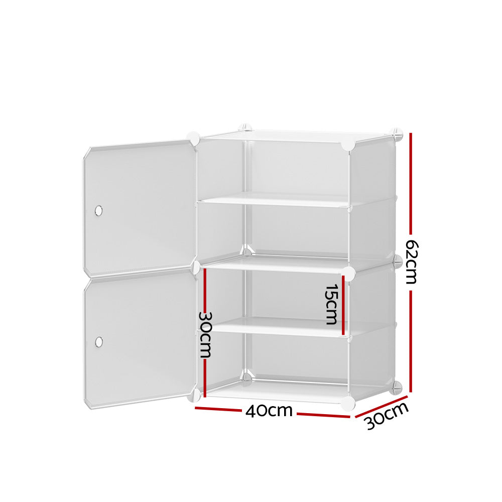 Artiss Shoe Rack DIY Set of 2 Storage Cube Stackable White 4