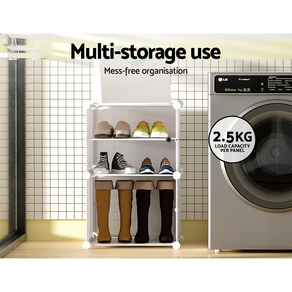 Artiss Shoe Rack DIY Set of 2 Storage Cube Stackable White 6