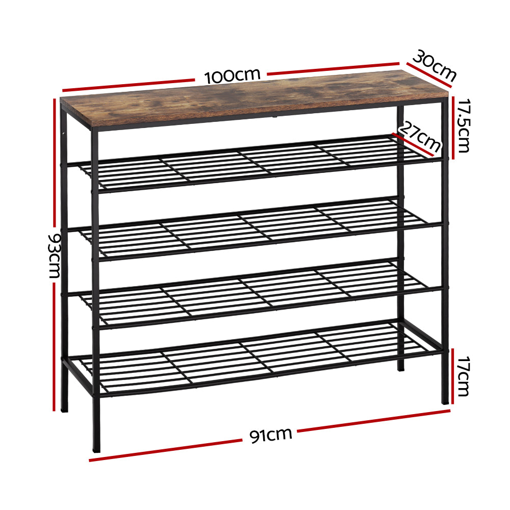 Artiss Shoe Rack 5-tier 25 Pairs Walnut Bob 4