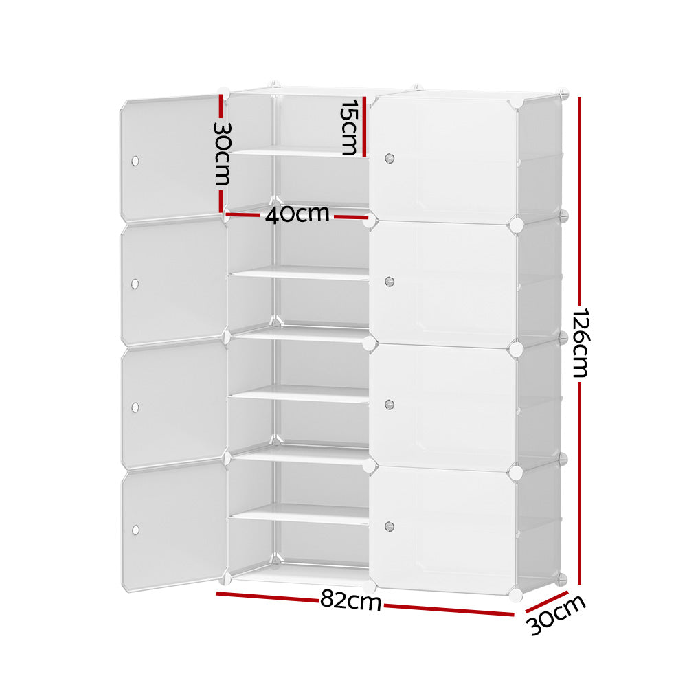 Artiss Shoe Box DIY Set of 8 Storage Cube Stackable White 4