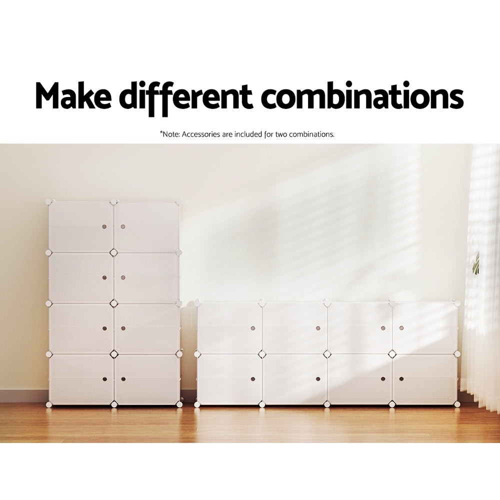 Artiss Shoe Box DIY Set of 8 Storage Cube Stackable White 8
