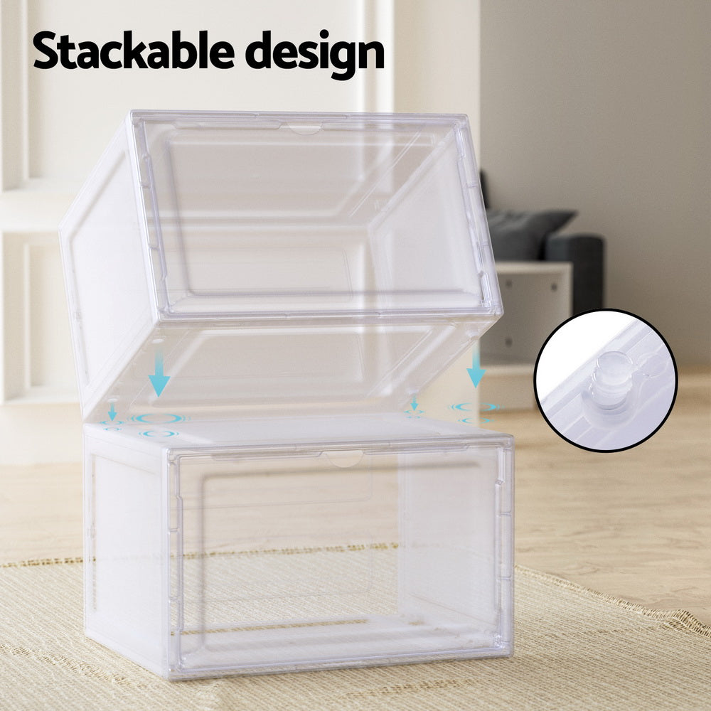 Artiss Shoe Box Rack DIY Set of 2 Stackable Magnetic Door 3