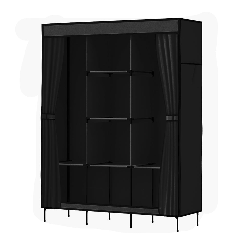 Artiss Large Portable Clothes Closet Wardrobe with Shelf Black 3